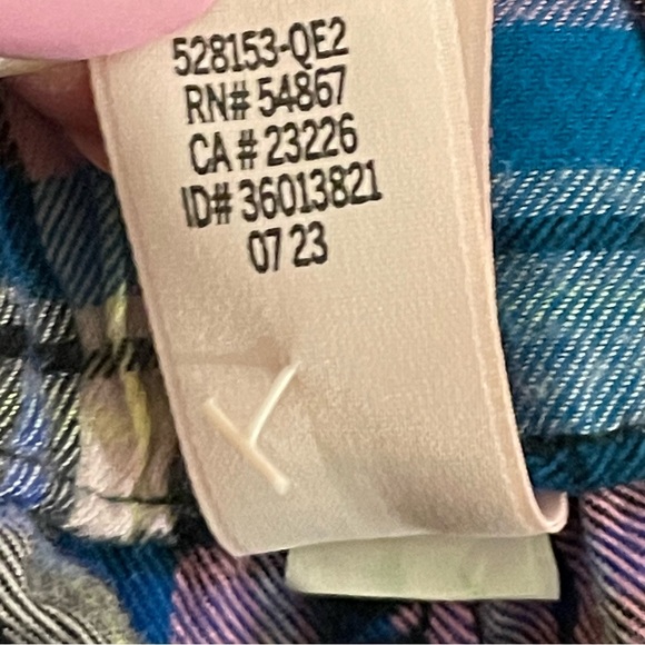 Victoria’s Secret Plaid Pajama Joggers Pink Blue Black White Metallic Silver XL - Picture 8 of 12